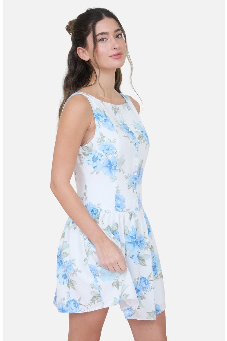 Floral Sleeveless Drop Waist Minidress, Alternate, color, IVORY MULTI