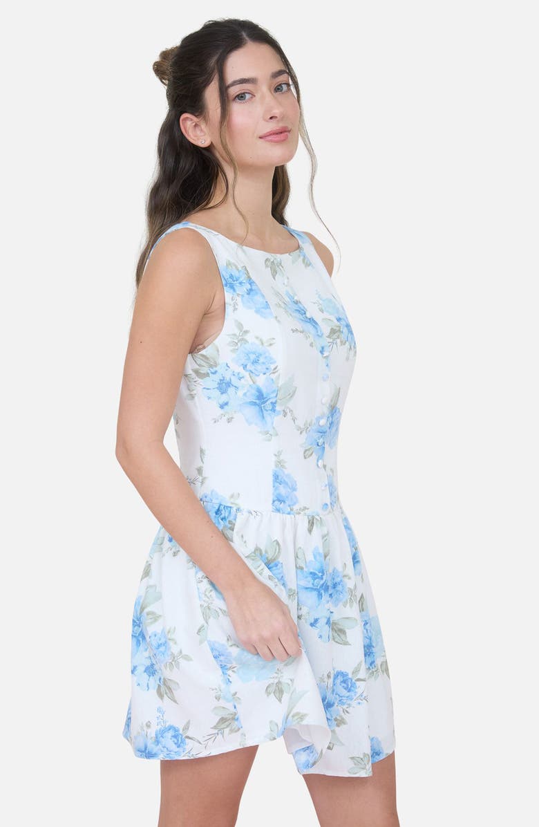 Blu Pepper Floral Sleeveless Drop Waist Minidress, Alternate, color, Ivory Multi