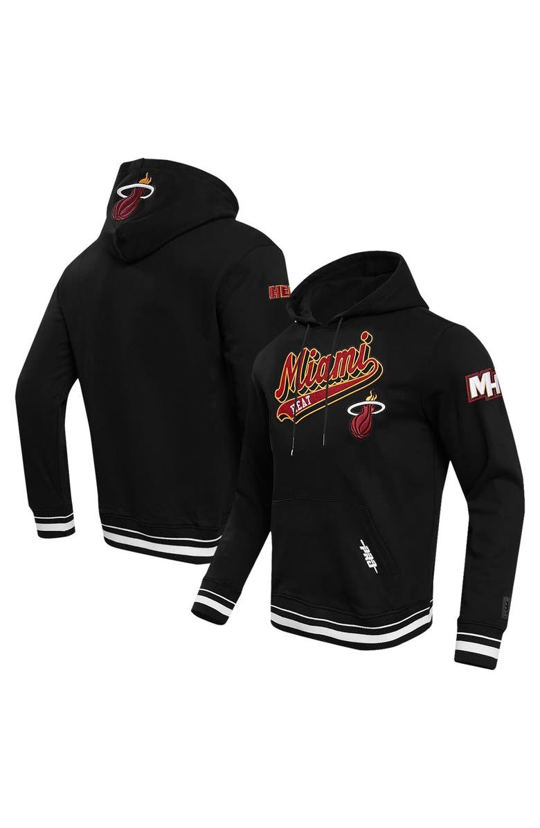 PRO STANDARD Men's Pro Standard Black Miami Heat Script Tail Pullover Hoodie, Main, color, 