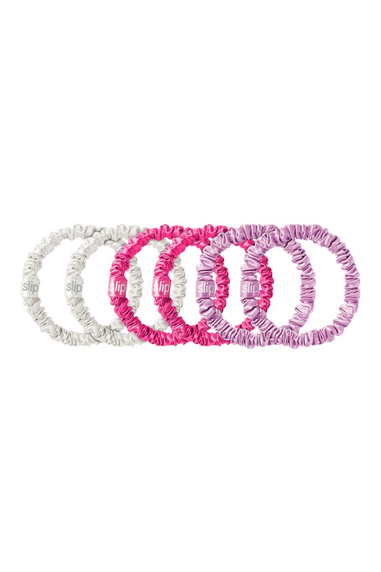 Sweet Pea Pure Silk Skinny 6-Pack Scrunchies, Main, color, SWEET PEA