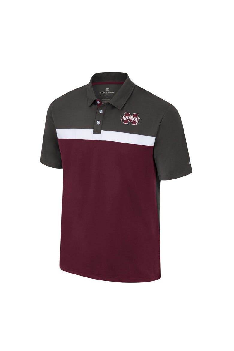 Men's Colosseum Charcoal Mississippi State Bulldogs Two Yutes Polo, Alternate, color, Charcoal