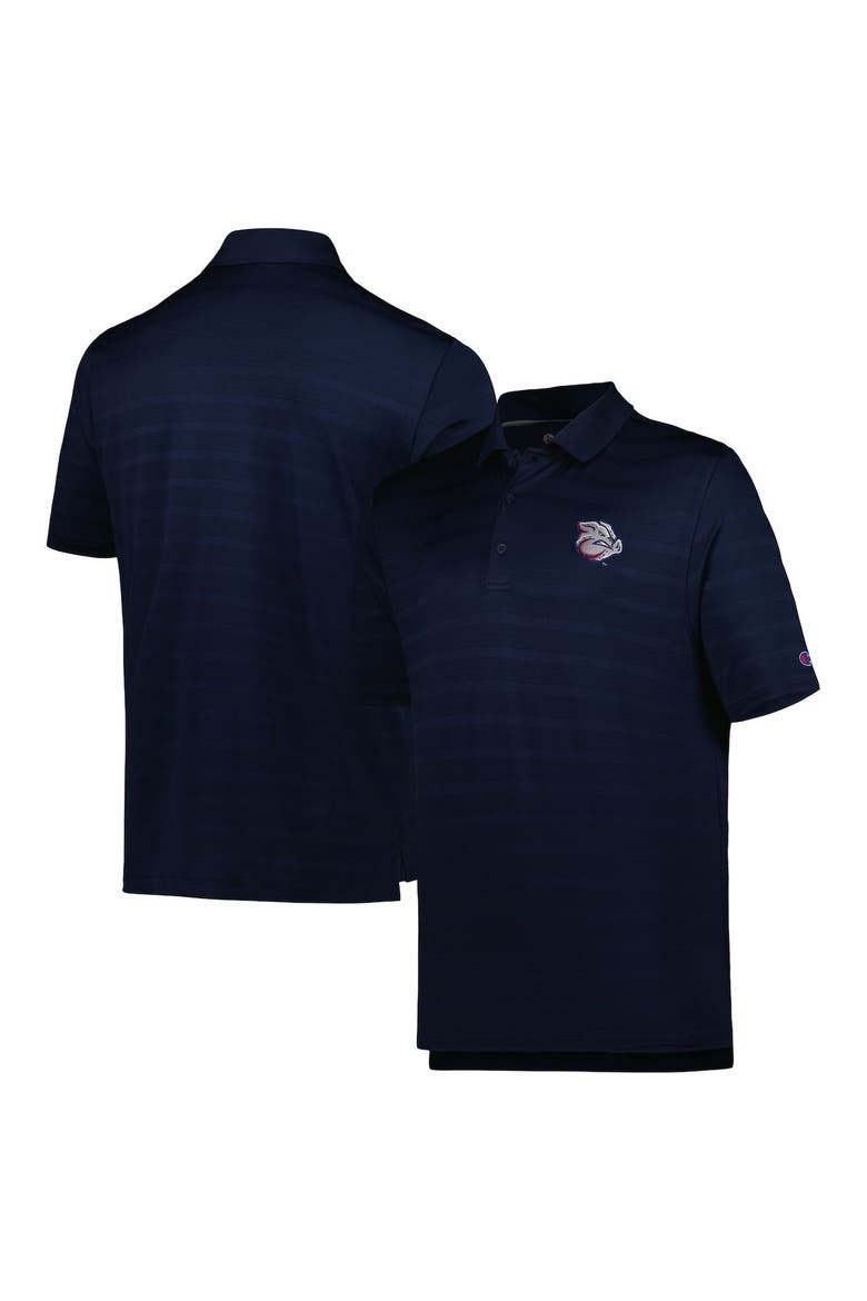 Men's Champion Navy Lehigh Valley IronPigs Textured Solid Polo, Main, color, Navy