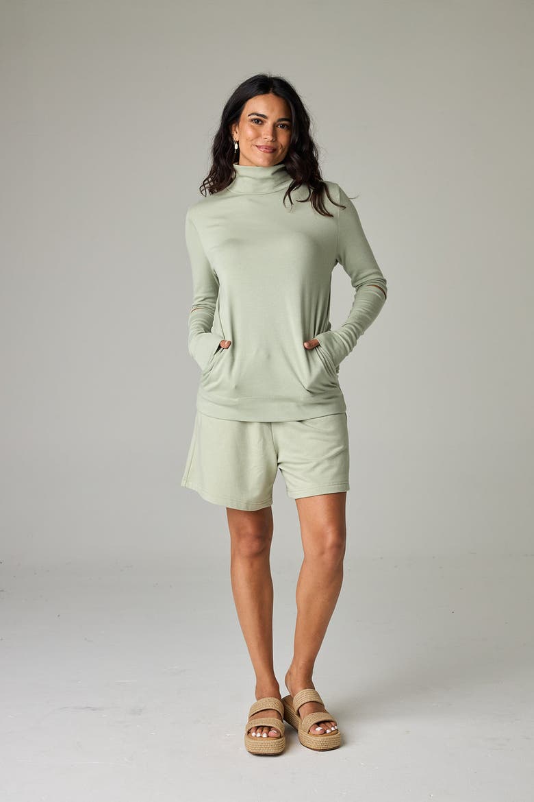 Acadia Eco-Luxe Rib Split-Sleeve Long Sleeve Top - Ultra-Luxe Flow, Alternate, color, Fern