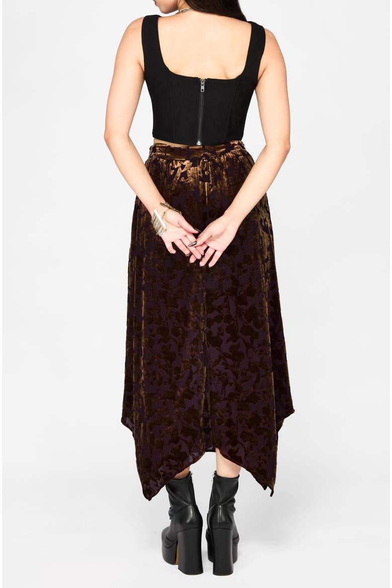 Sienna Devore Hanky Hem Midi Skirt, Alternate, color, Purple