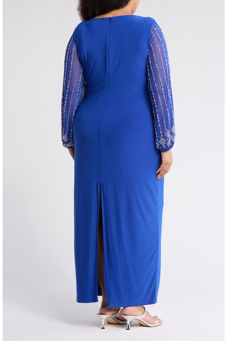 Glitter Sleeve Maxi Dress, Alternate, color, COBALT