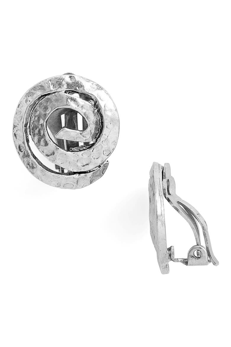 Circular Clip Statement Earrings, Main, color, SILVER