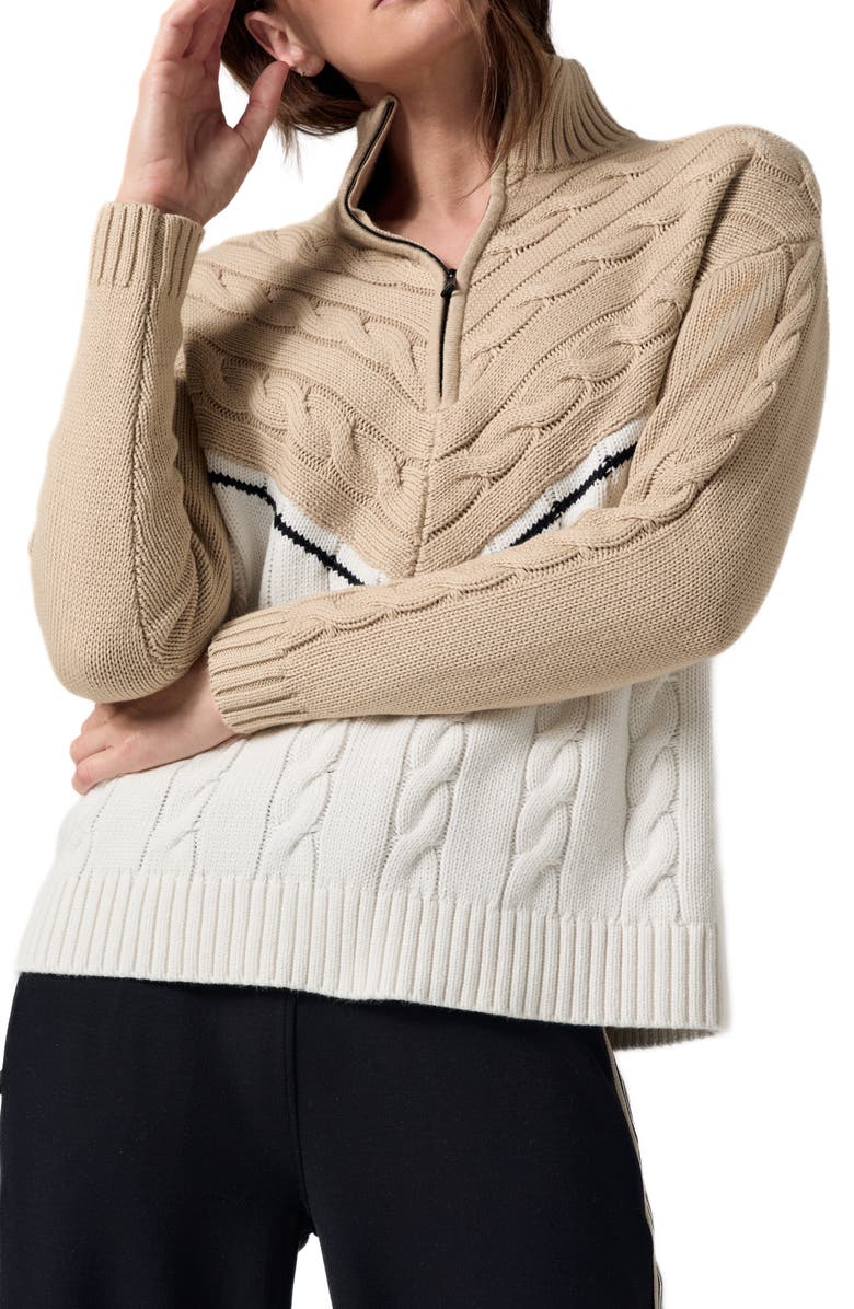 Alp N Rock Jordan Colorblock Half Zip Organic Cotton Cable Sweater, Alternate, color, 