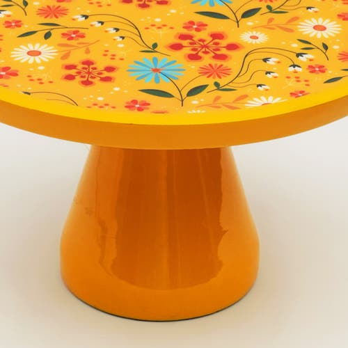 Mela Artisans Sunburst Bloom Inlay Yellow Cake Stand In Yellow