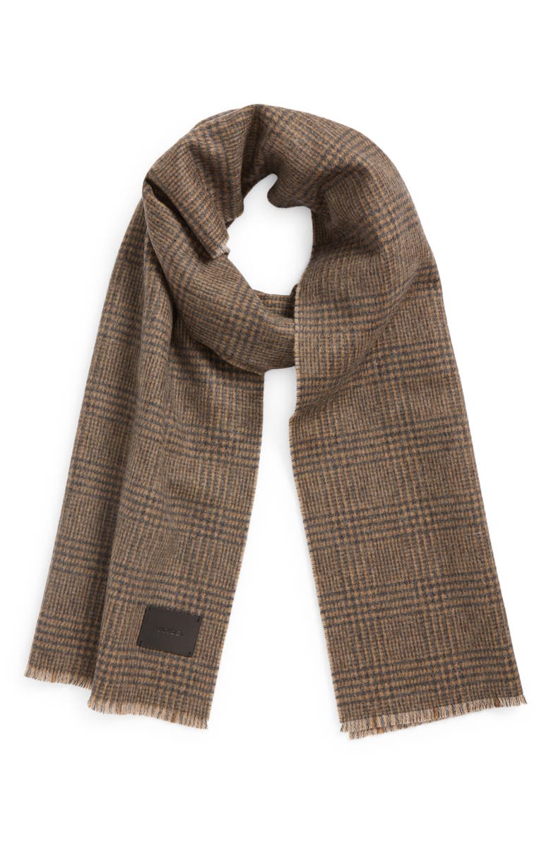 Vince Double Face Glen Plaid Scarf, Main, color, Heather Brown