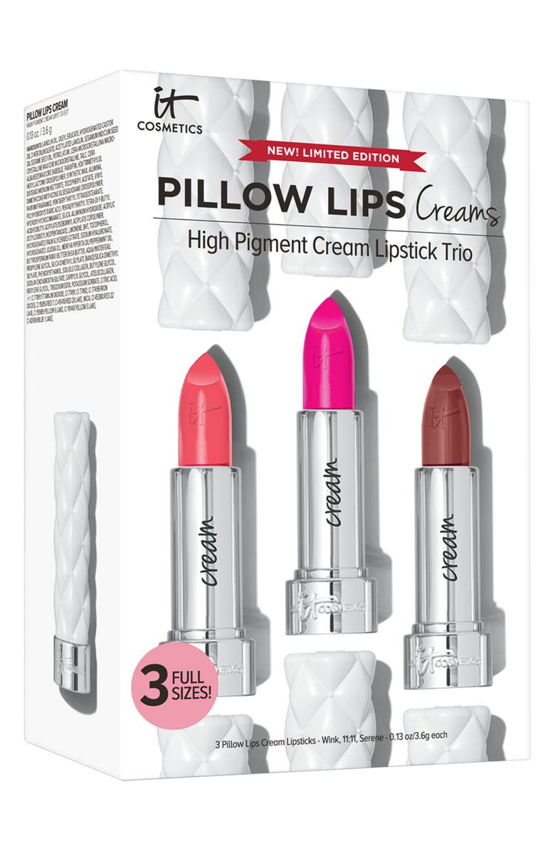 IT Cosmetics Pillow Lips Cream Lipstick Trio (Limited Edition) $72 Value, Alternate, color, 