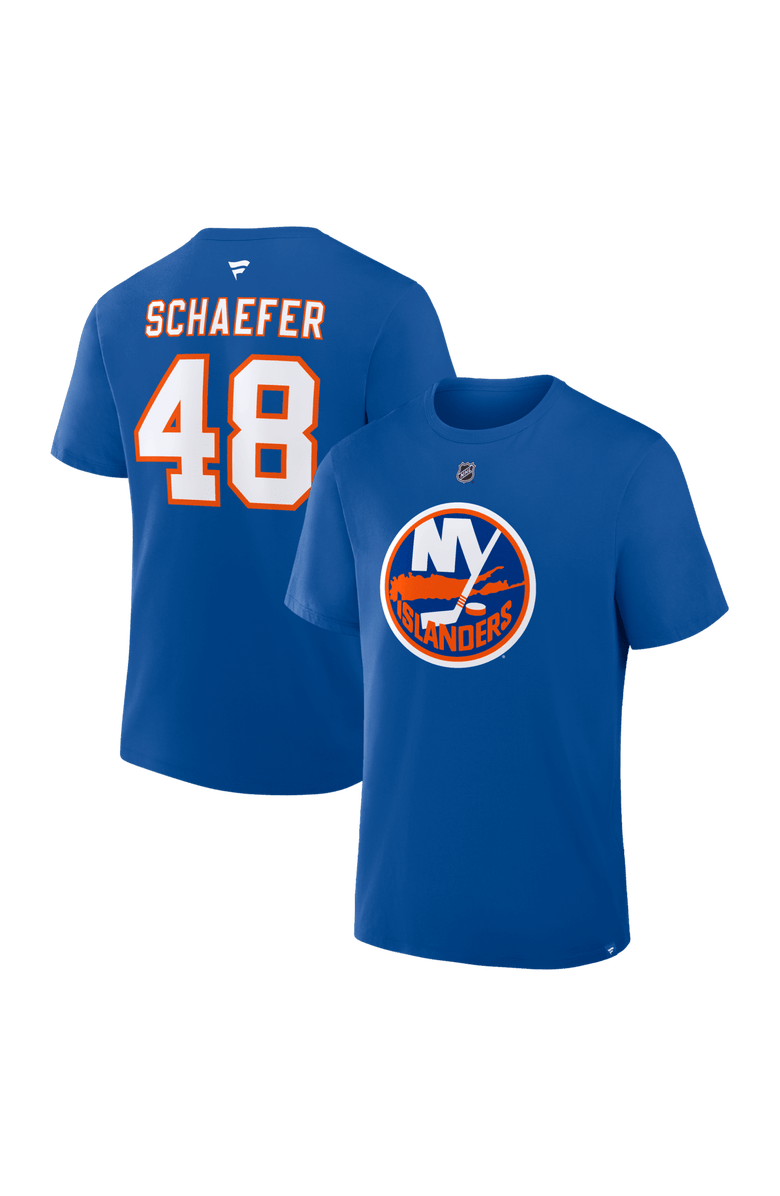 FANATICS Men's Fanatics Matthew Schaefer Royal New York Islanders Authentic Stack Name & Number T-Shirt, Main, color, Royal