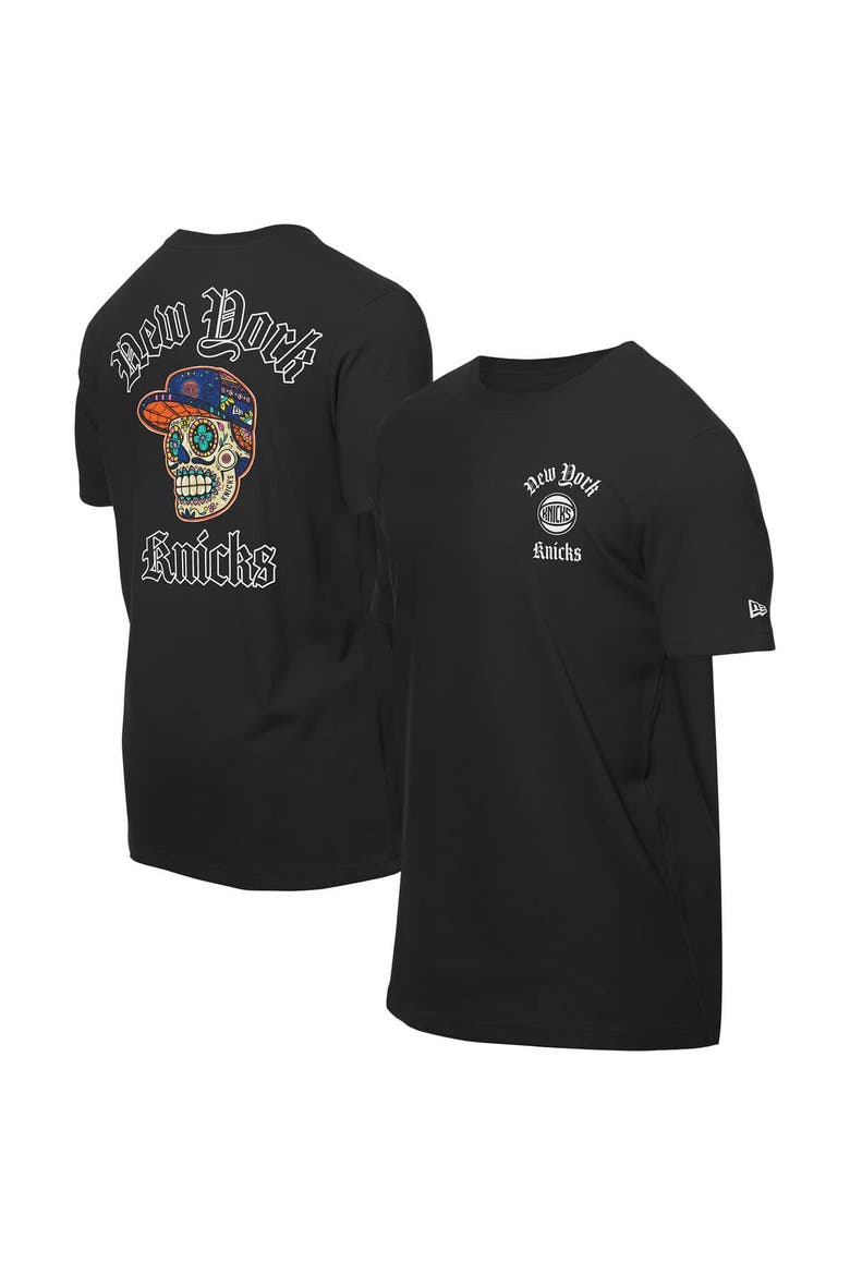 Men's New Era Black New York Knicks Sugar Skulls T-Shirt, Main, color, Black