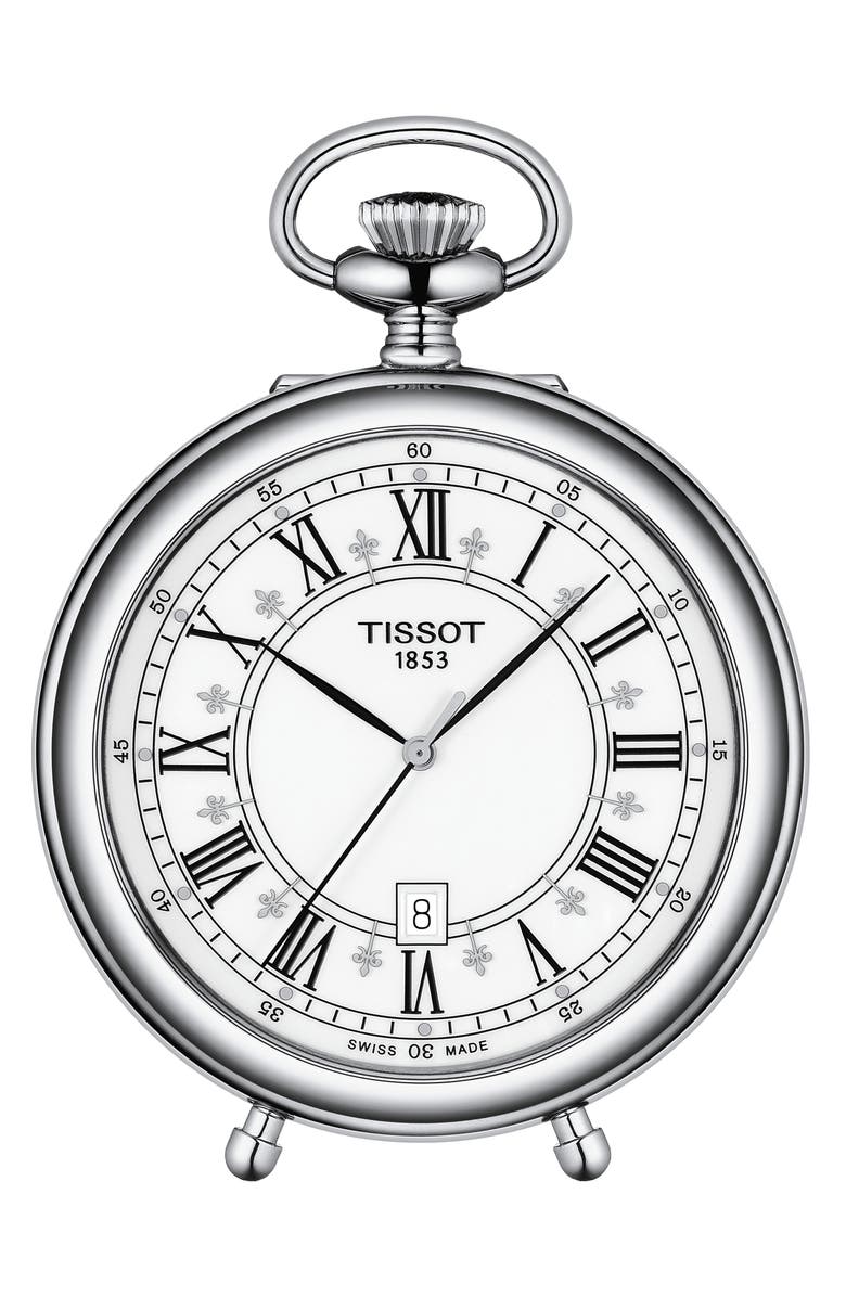 Tissot Stand Alone Pocket Watch, 49.6mm, Main, color, White