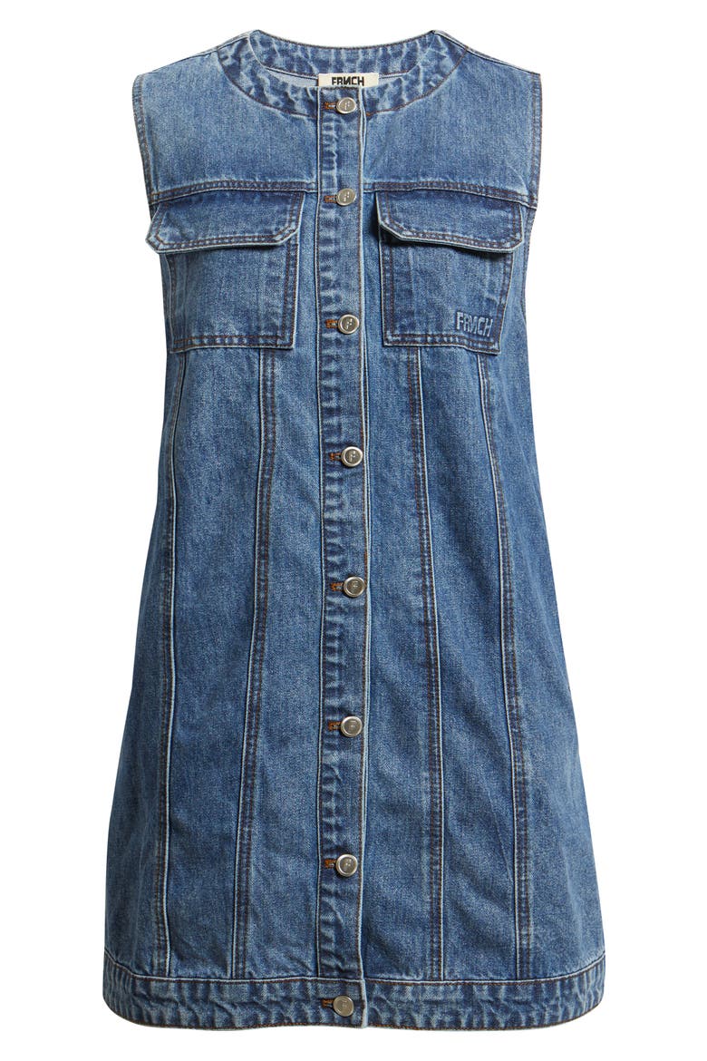 Elda Sleeveless Button Front Minidress, Alternate, color, BLEU JEAN