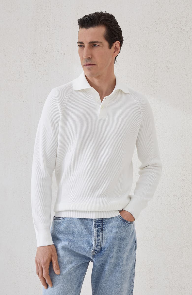 Brunello Cucinelli Polo-style sweater, Alternate, color, Panama