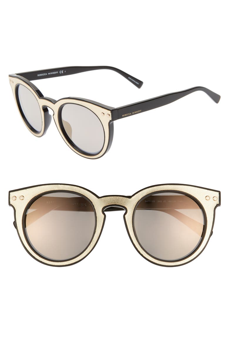 Patti1 49mm Round Sunglasses, Main, color, BLACK/ GOLD