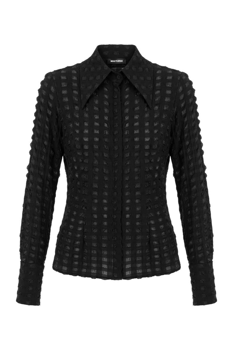 Textured Pointed Collar Shirt, Alternate, color, Black
