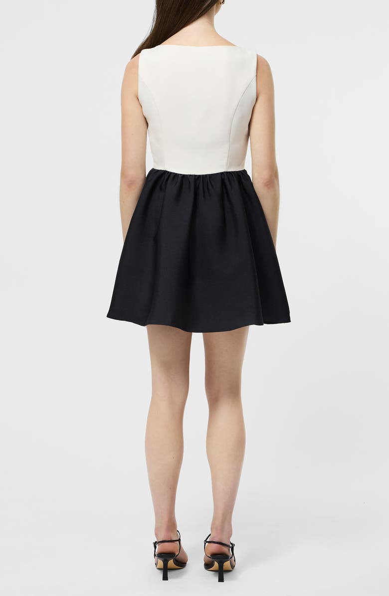 French Connection Colorblock Fit & Flare Minidress, Alternate, color, Porcelain Cream