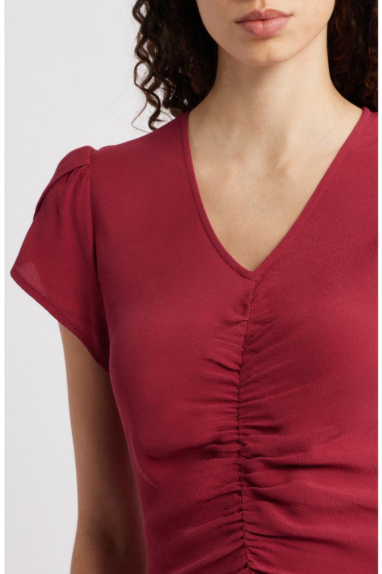 Ruched Midi Dress, Alternate, color, RED RUMBA