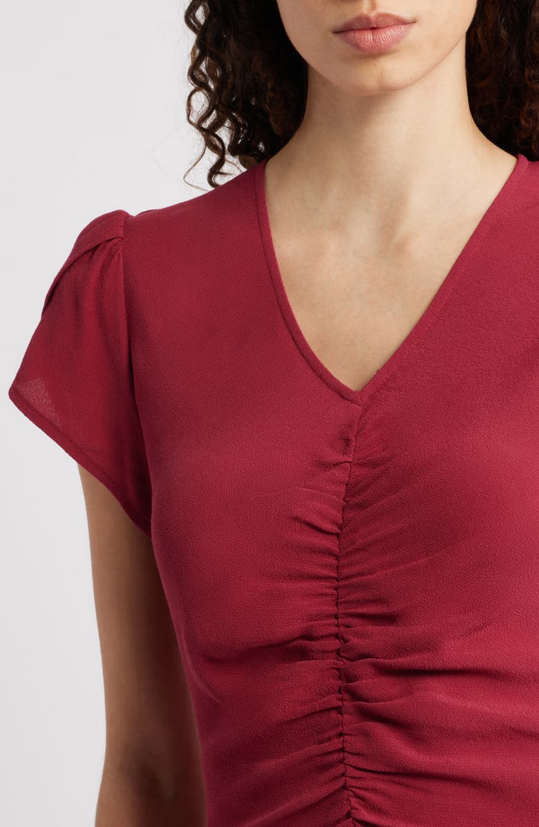 Caslon<sup>®</sup> Ruched Midi Dress, Alternate, color, Red Rumba