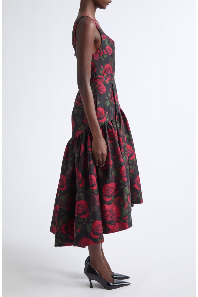 Diana Structured Midi Dress, Alternate, color, ROUGE ROMANCE BLACK