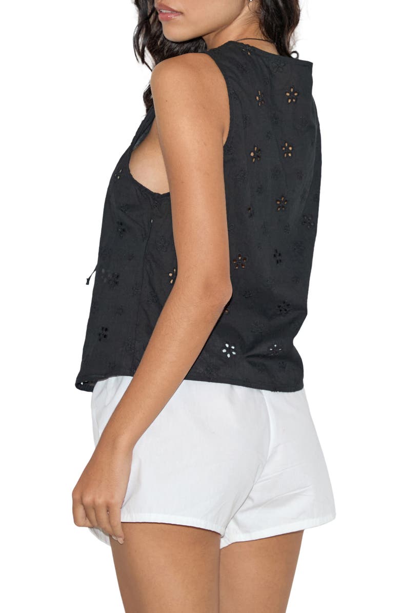 Motel Kayve Tie Front Vest, Alternate, color, Flower Broderie Black
