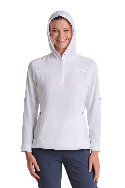 Women's Henley Hoodie, UPF 50+ Sun Protection, Sea Spray