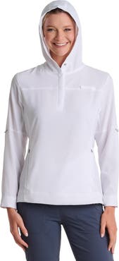 Coolibar Women's Henley Hoodie, UPF 50+ Sun Protection, Sea Spray