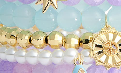 Leith 6-pack Assorted Bead Bracelet In Blue- Purple Multi- Gold