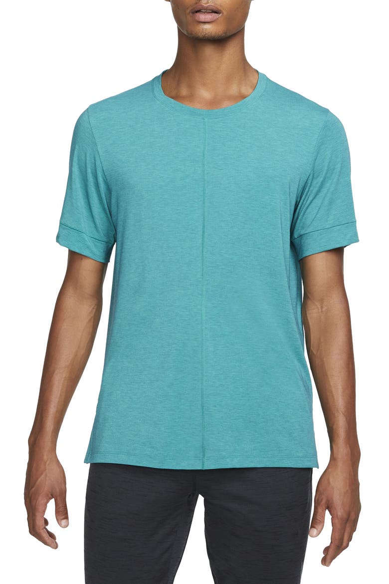 Dri-FIT Yoga T-Shirt, Main, color, GEODE TEAL/ ROMA GREEN/ BLACK