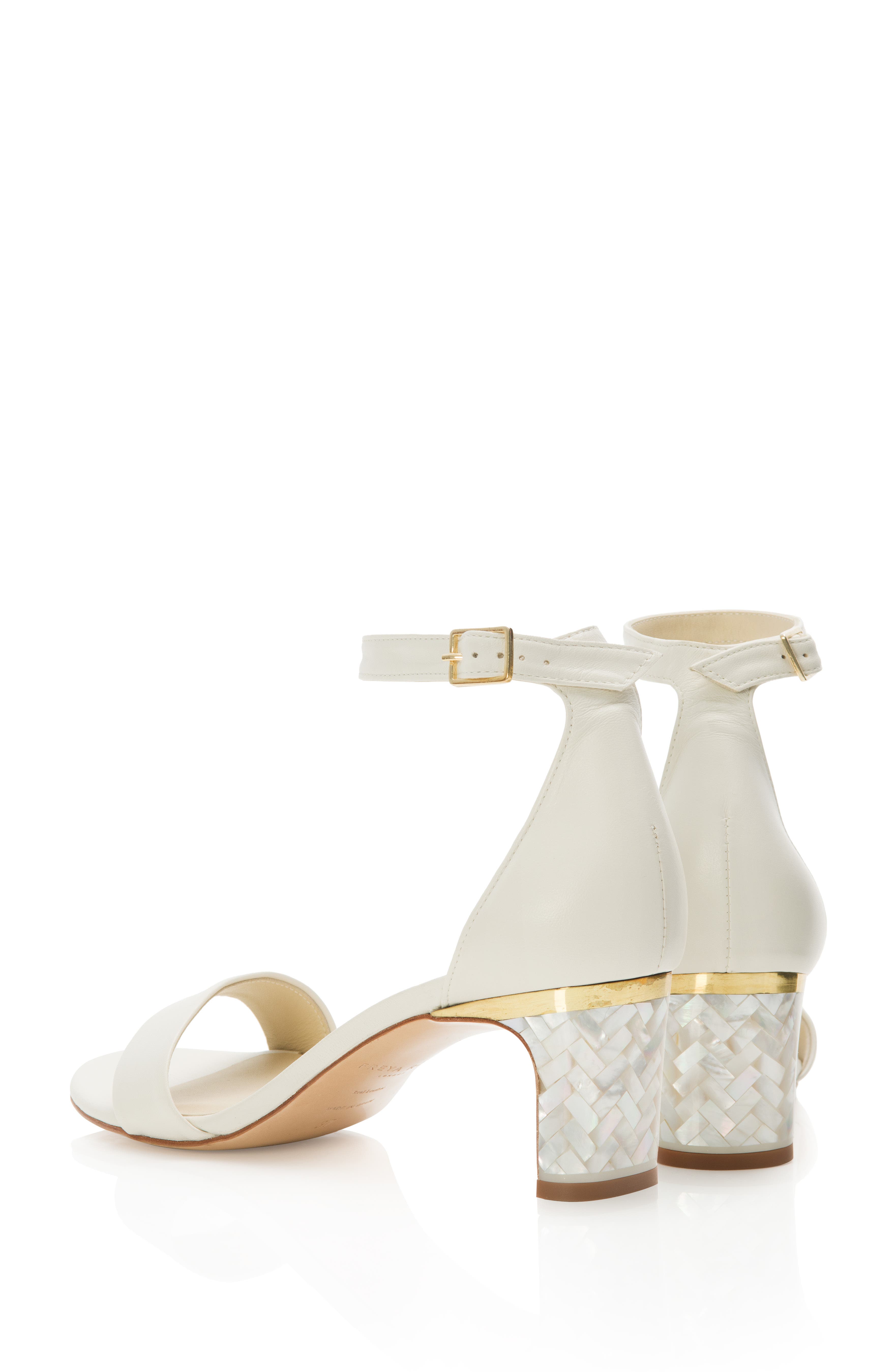 Chloe Ankle Strap Pearl Heel Sandal, Alternate, color, Ivory