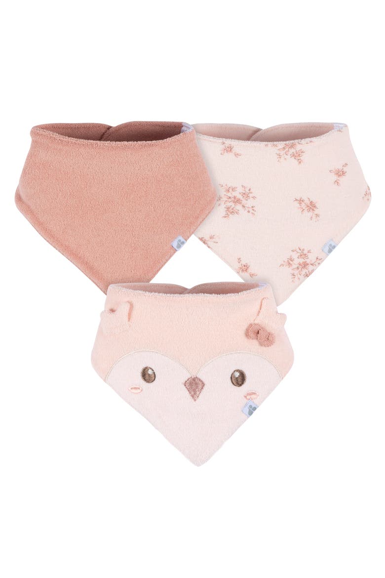 Bandana Bibs 3-Pack Multi Tan Patterns, Main, color, Owl