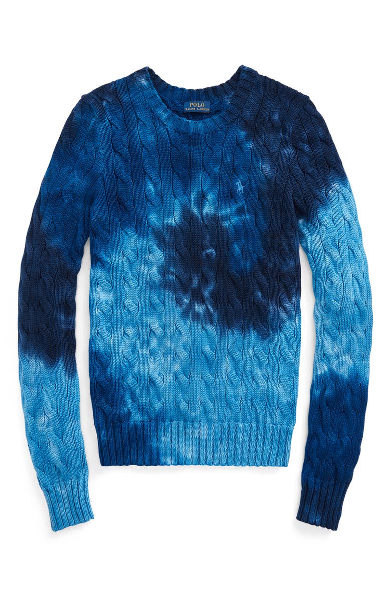 Polo Ralph Lauren Tie Dye Cable Knit Sweater, Alternate, color,