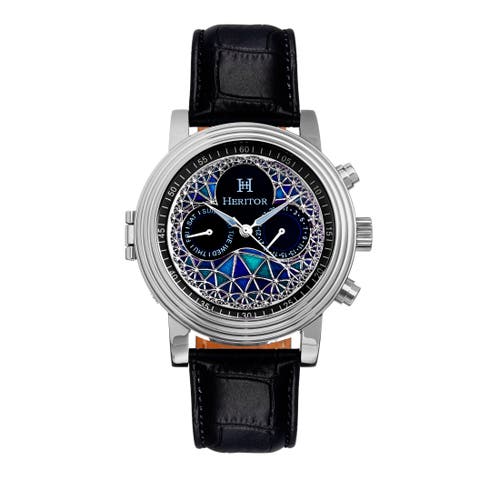 Legacy Leather-Band Watch w/Day/Date