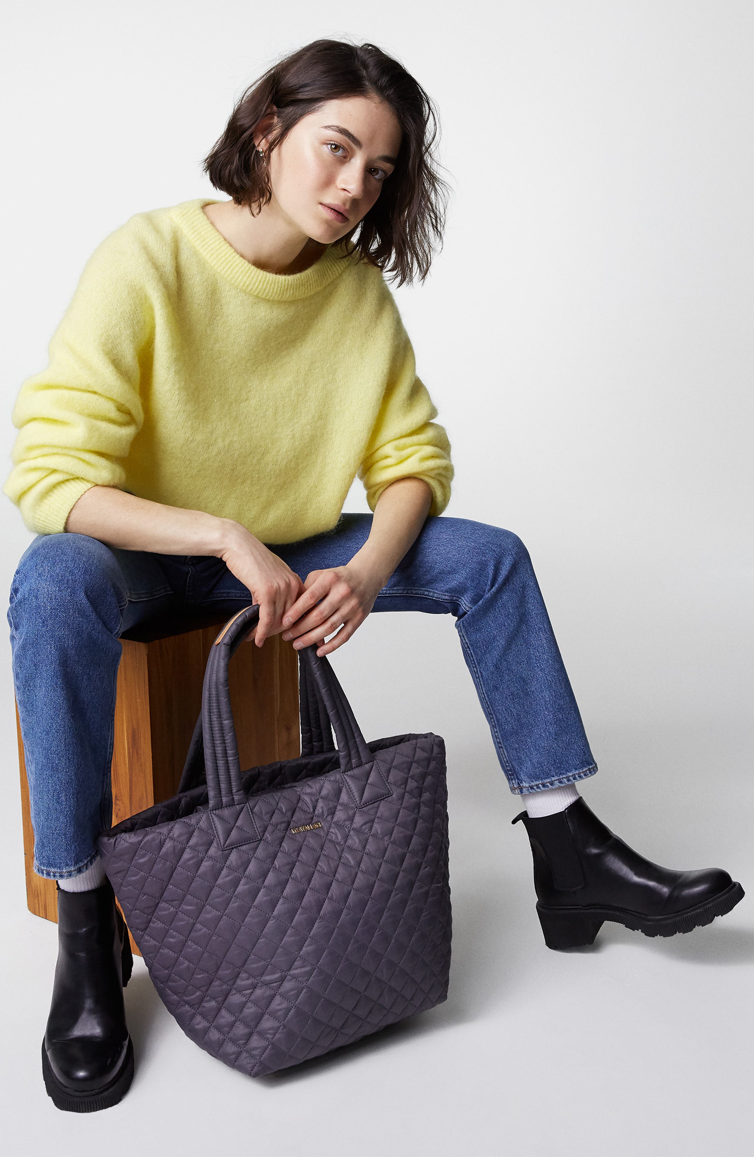 Medium Metro Quilted Nylon Tote, Alternate, color, MAGNET/ MAGNET