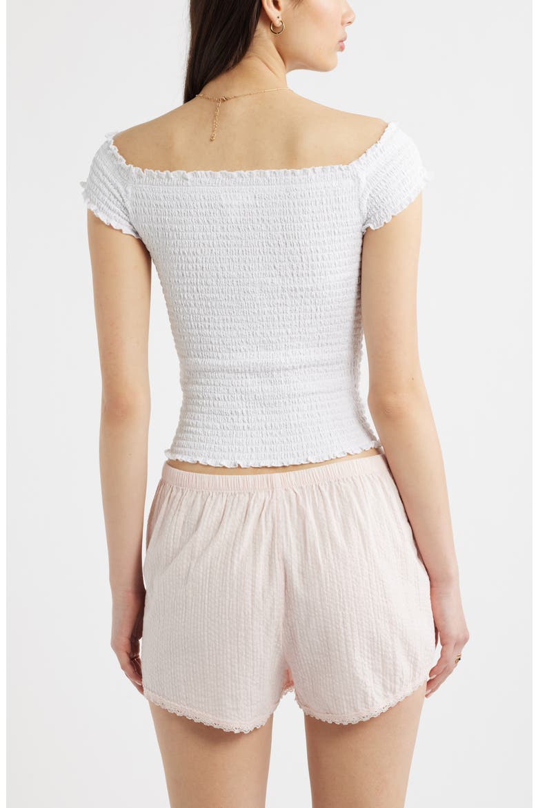 Off the Shoulder Smocked Top, Alternate, color, WHITE