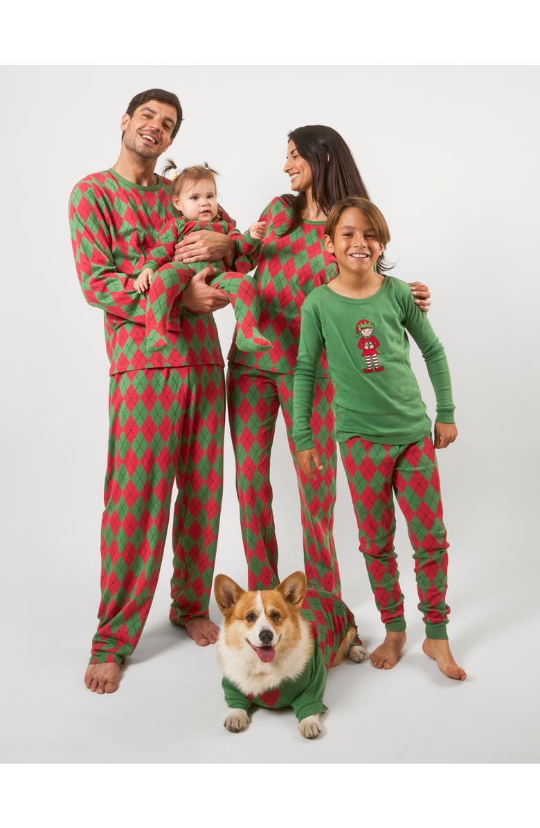 Leveret Kids Two-Piece Cotton Matching Family Holiday Pajamas, Argyles & Holiday Prints, Alternate, color, Argyle Red & Green