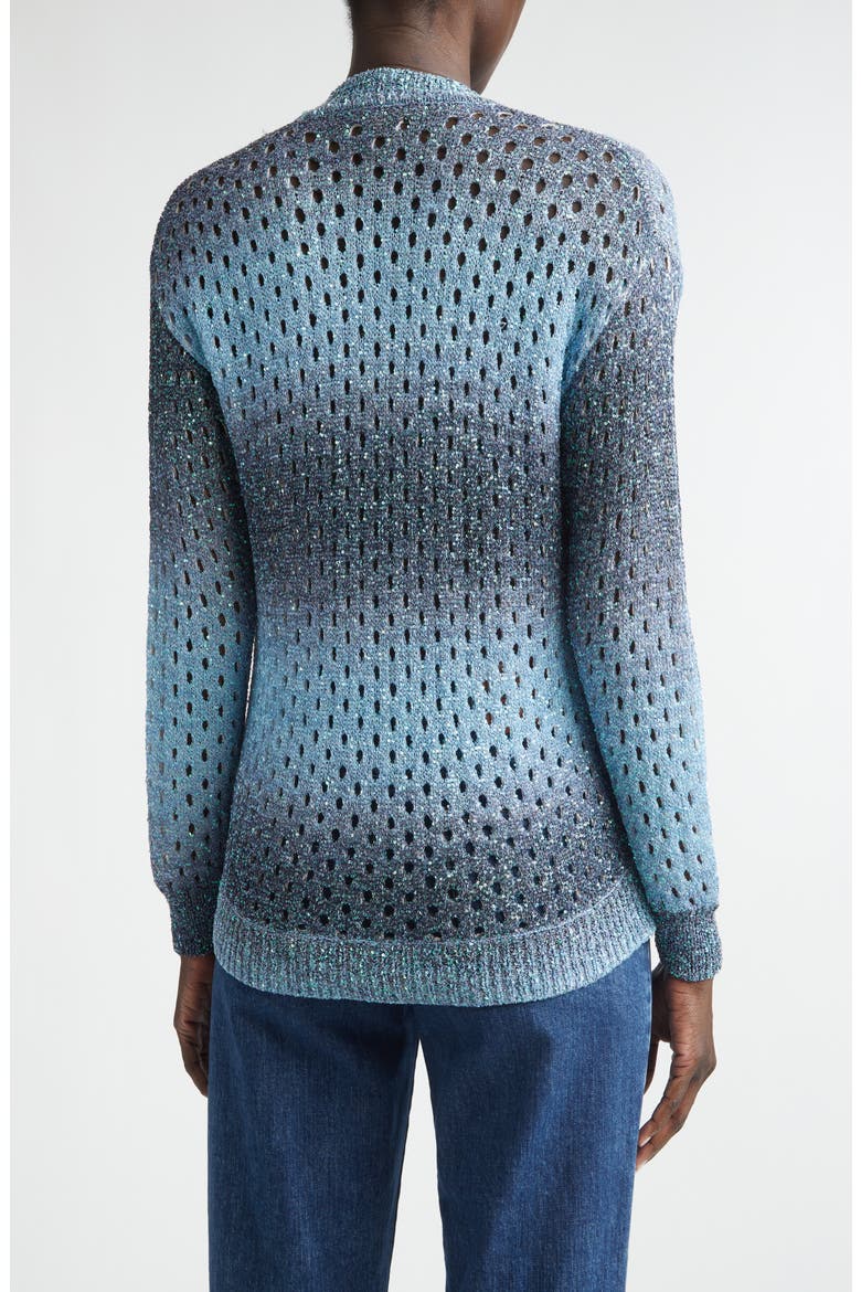 Sequin Embellished Open Stitch Ombré Cardigan, Alternate, color, BLUE