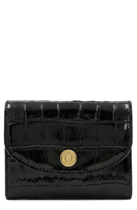 Croc Embossed Flap Leather Card Case