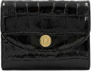 Veronica Beard Croc Embossed Flap Leather Card Case