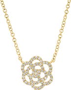 EFFY 14K Gold Plated Sterling Silver Diamond Flower Pendant Necklace