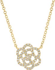 EFFY 14K Gold Plated Sterling Silver Diamond Flower Pendant Necklace