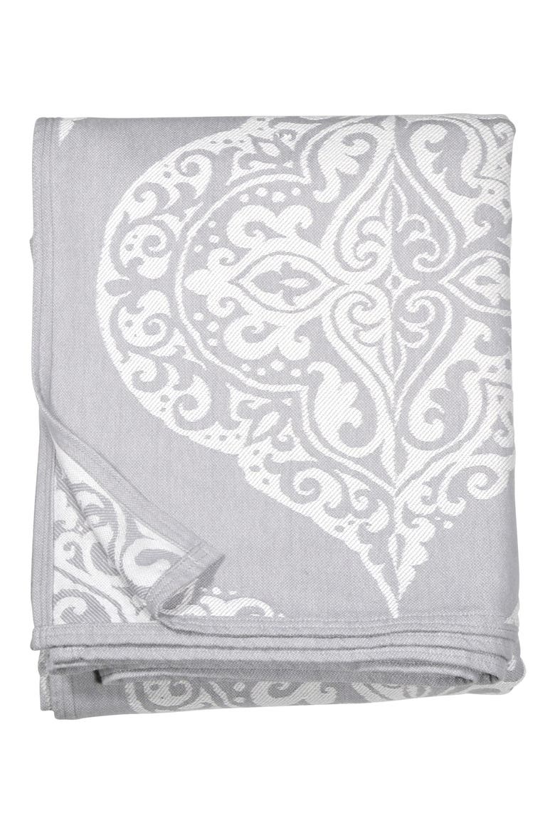 Damask Blanket, Alternate, color, GREY