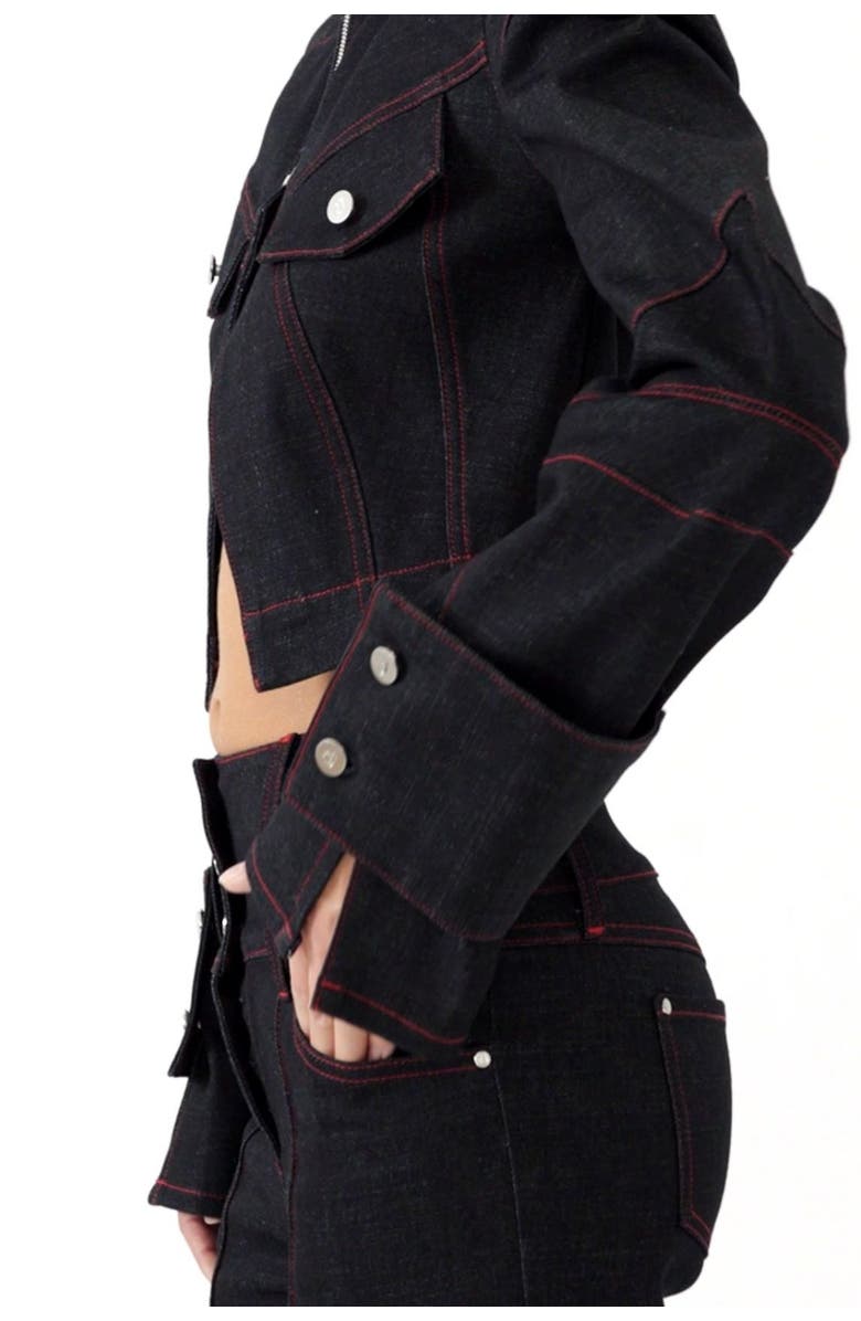 Jendue Davidson Cropped Denim Jacket, Alternate, color, Deep Blue