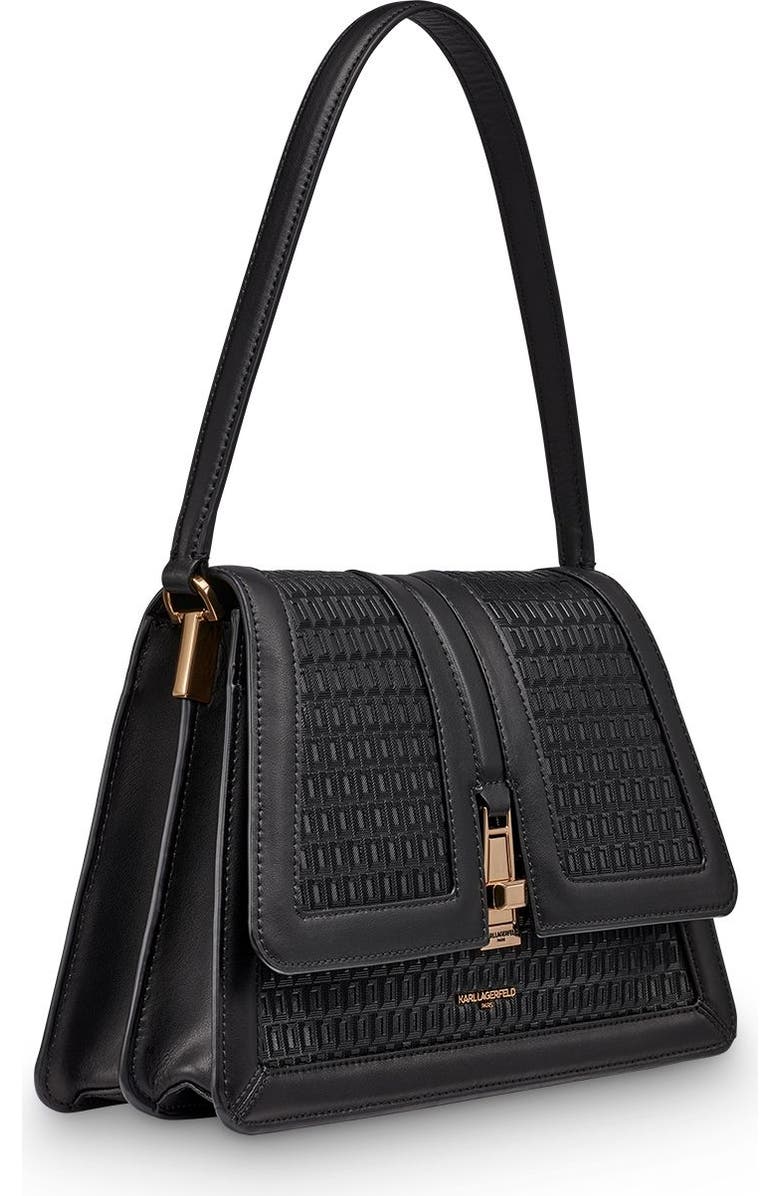KARL LAGERFELD PARIS Mercerie Shoulder, Alternate, color, Black/Gold