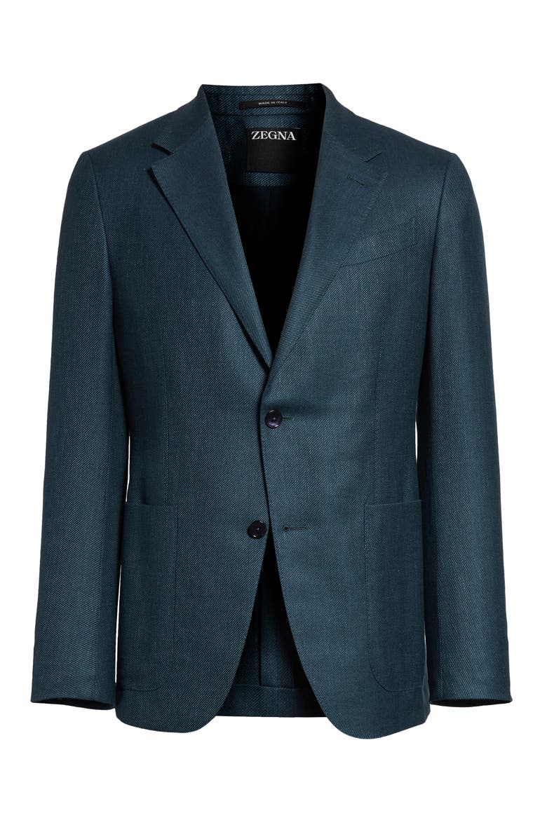 Textured Cashmere, Silk & Linen Sport Coat, Alternate, color, MEDIUM BLUE
