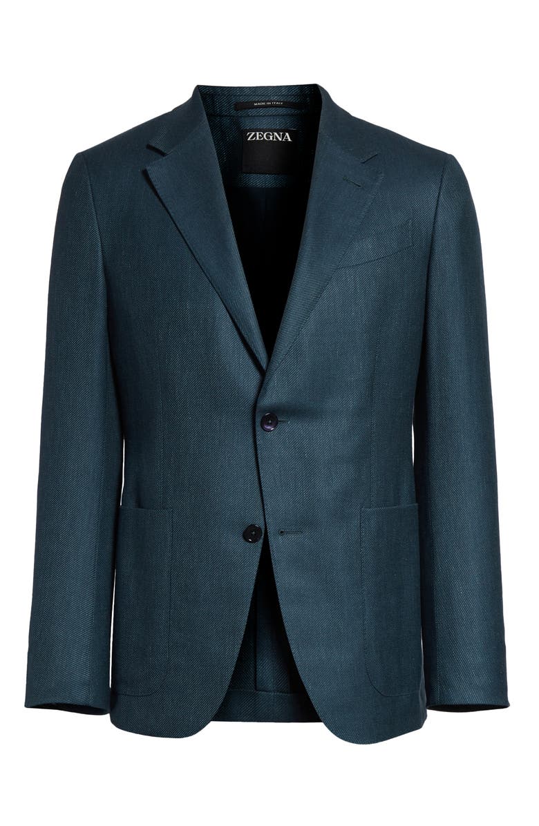 ZEGNA Textured Cashmere, Silk & Linen Sport Coat, Alternate, color, Medium Blue