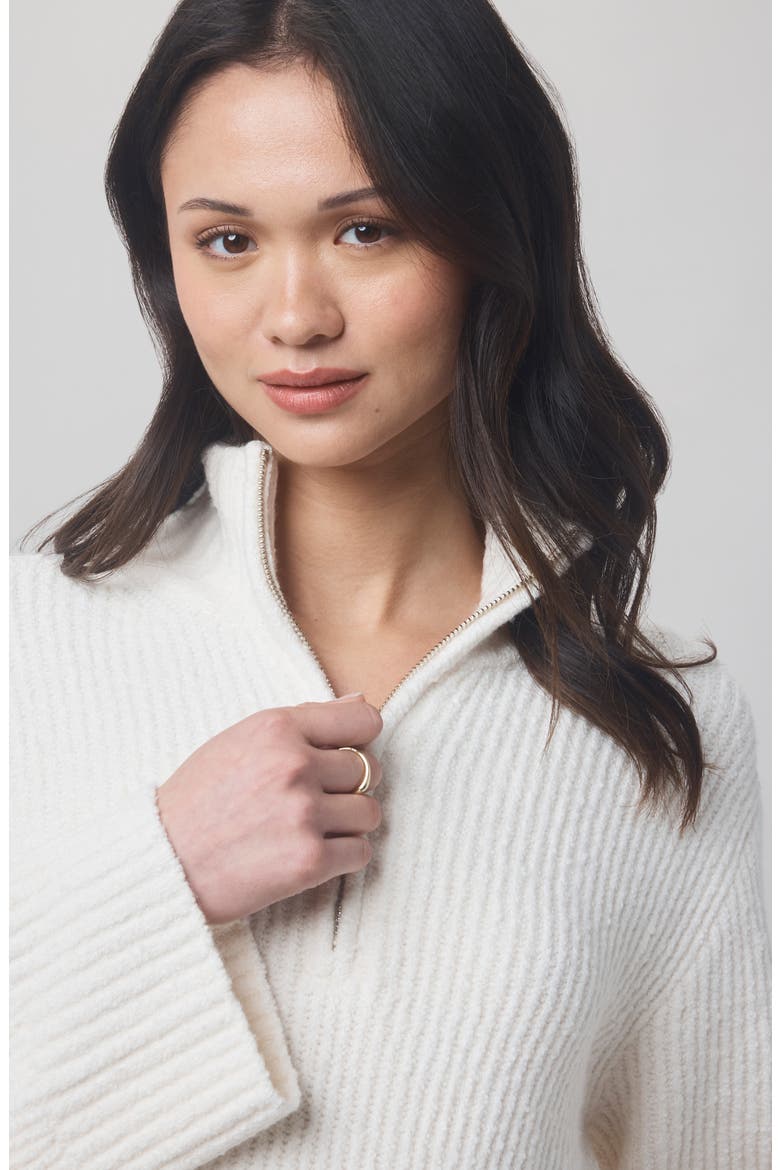 x @cellajaneblog Quarter Zip Sweater, Alternate, color, SNOW