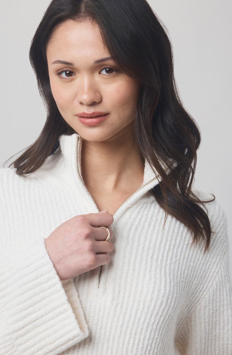 Splendid x @cellajaneblog Quarter Zip Sweater, Alternate, color, Snow