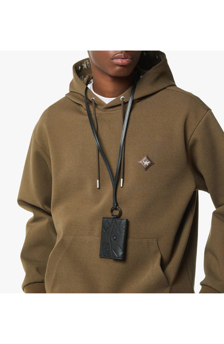 MCM Aren Lanyard ID Wallet in Maxi Monogram Leather, Alternate, color, Black